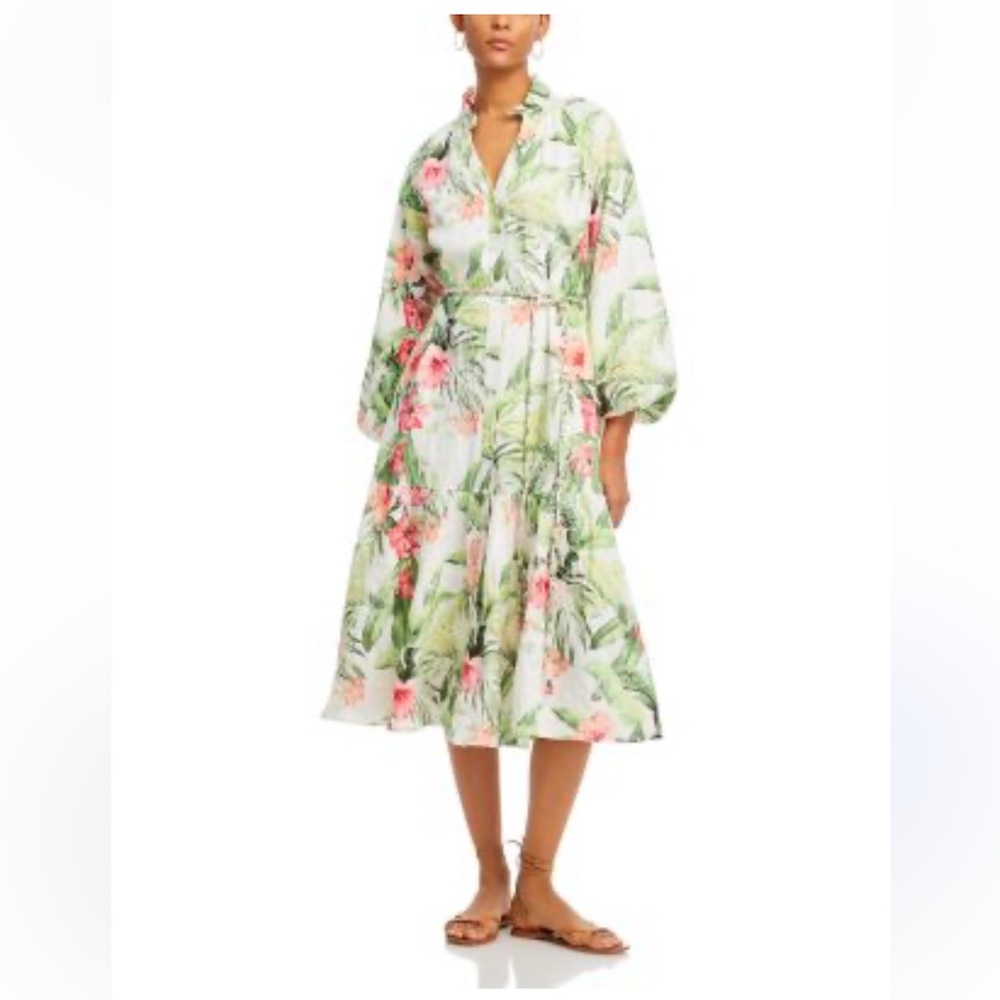 Tommy Bahama Floral Long Sleeve Dress - Green and Pink Tropicals